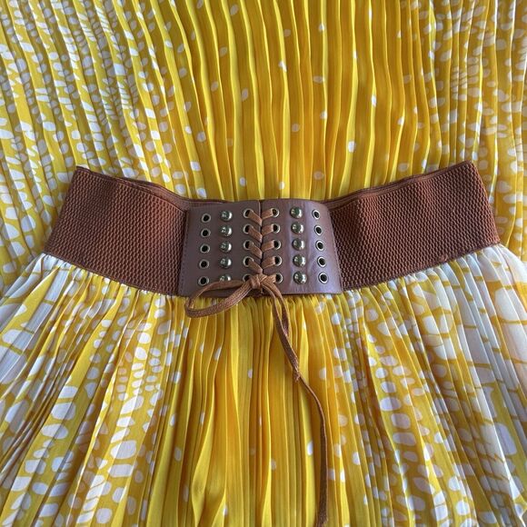 Mint Green Women Western Maxi Skirt Large Pleated Belted Pull On Country Cowgirl - Picture 4 of 10